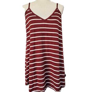 Zenana Outfitters Wine & White Stripped Camisole Tank Top Size XL